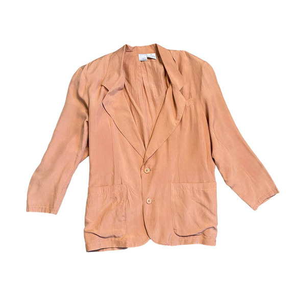 Vintage 80s Peach Silk Blazer Go Silk L'Zinger Size 1X - Picture 1 of 6